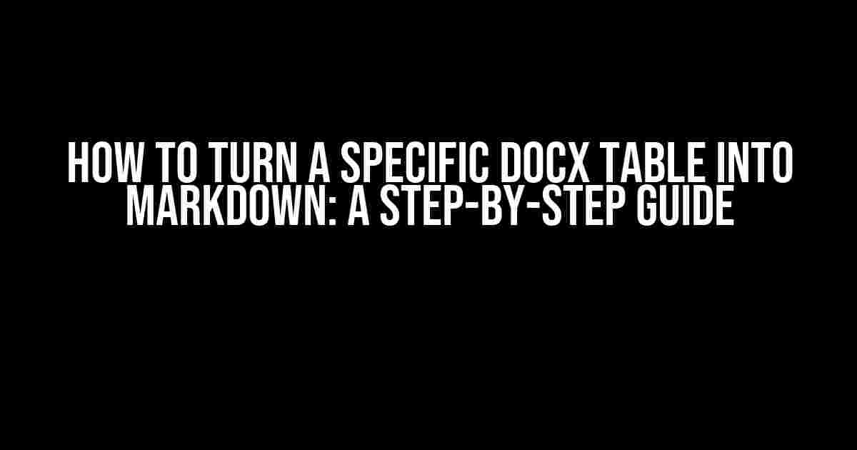 How to Turn a Specific Docx Table into Markdown: A Step-by-Step Guide